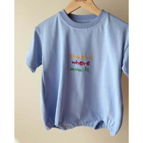 Signature Oversized Tee Romper - Home Is Where Mum Is / Blue – AEGI BLOOM