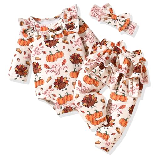 Aalizzwell Preemie Newborn Infant Baby Girls Clothes Ribbed Bodysuit Pants Set Fall Winter Outfits