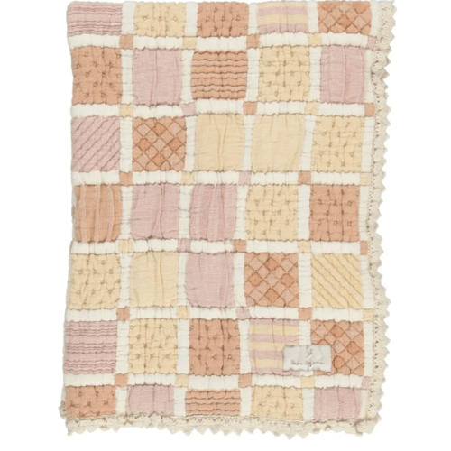 BEBE ORGANIC Mai Coton Bio Patchwork Blanket | Yellow