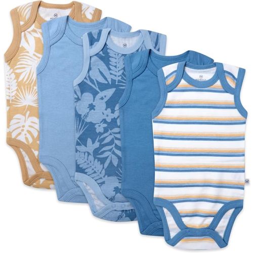 HonestBaby baby-boys Sleeveless Bodysuits One-piece 100% Organic Cotton for Baby Boys, Girls, Unisex