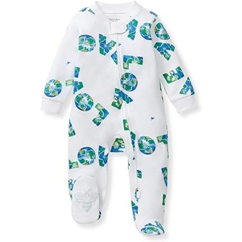 Burt's Bees Baby Boys Sleep and Play PJs, 100% Organic Cotton One-Piece Zip Front Romper Jumpsuit Pajamas
