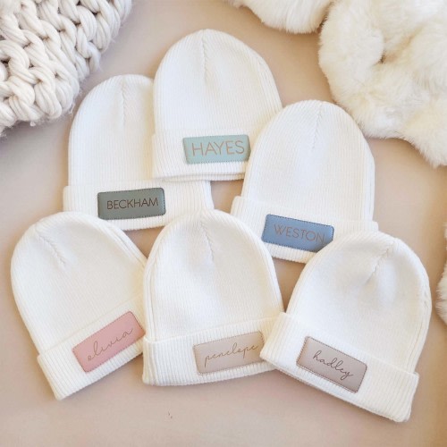 Personalized Leather Patch Beanie | All Colors