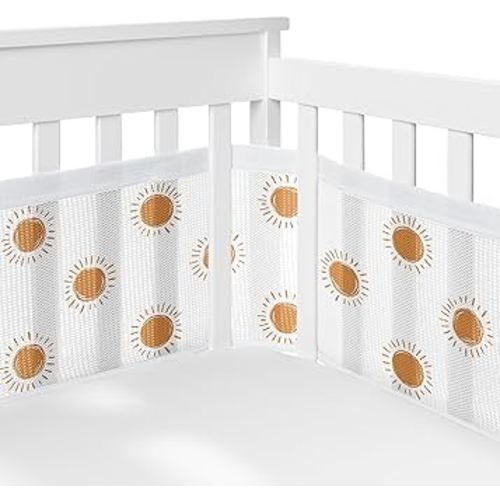 Sweet Jojo Designs + BreathableBaby 2-Piece Breathable Mesh Crib Liner Set (Vintage Boho Sun) for Boys/Girls, Baby, Infants/Newborn Nursery (Rust Orange, Bohemian Sky, Desert, Sunshine, Nature, Retro)