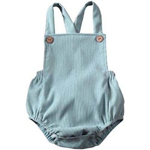 Newborn Baby Summer Romper Unisex Solid Color Button Jumpsuit Sleeveless Backless Overalls Outfits 1Pcs