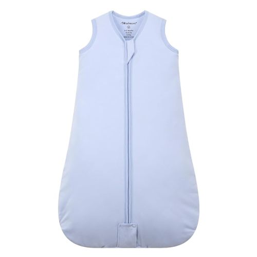 Mosebears Sleep Sack Baby Winter Wearable Blanket with 2-Way Zipper,2.5 TOG Cotton Sleep Sack Unisex (Fog Blue, 0-6 Months)