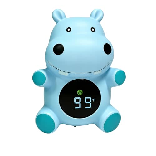 Baby Bath Thermometer for Bathtub, Hippo Shape Floating Digital Water Temperature Thermometer with 32-140 °Fahrenhei Display, Baby Safety, Instant Results, Baby Bath Essentials for Newborns
