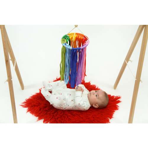 Rainbow Ribbon Baby Mobile, Montessori Hanging Toy