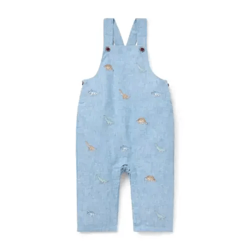 Baby Button Blue Dinosaur Baby Embroidered Dinosaur Overall by Janie and Jack