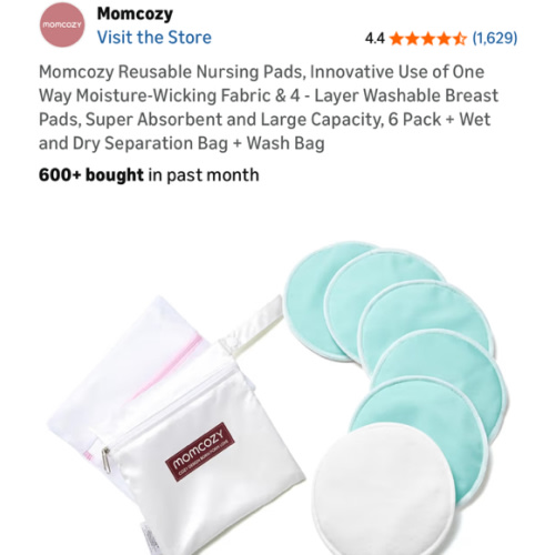 Momcozy Reusable Nursing Pads, Innovative Use of One Way Moisture-Wicking Fabric & 4 - Layer Washable Breast Pads, Super Absorbent and Large Capacity, 6 Pack + Wet and Dry Separation Bag + Wash Bag