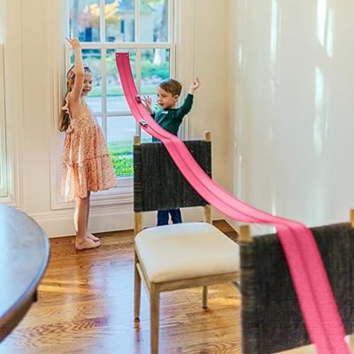 FlexTrack 5000 Flexible Race Car Track for Kids Toy with Suction Cups Compatible with Hot Wheels and Diecast 1/64th Cars and More 15 Feet Long Rolls Up Portable Racetrack (Princess Pink)