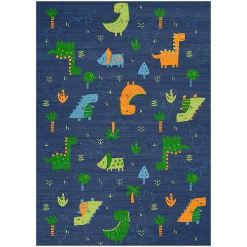 Imagination Navy Multicolor 5 ft. x 7 ft. Graphic Contemporary Area Rug