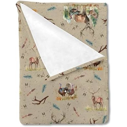Vintage Deer Hunting Baby Blanket for Boys Turkey Hunting Receiving Blankets Wild Animals Hunter Toddler Nursery Bedding Blanket Newborn Infant Stroller Crib Swaddle Blanket 30x40