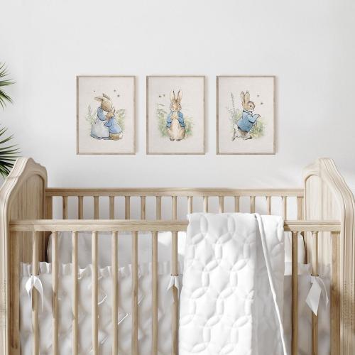 Peter Rabbit Nursery, Set of 3, Vintage Bunny Nursery Wall Art, Woodland Nursery, Beatrix Potter, Nursery Wall Art, Baby Shower, Rabbit
