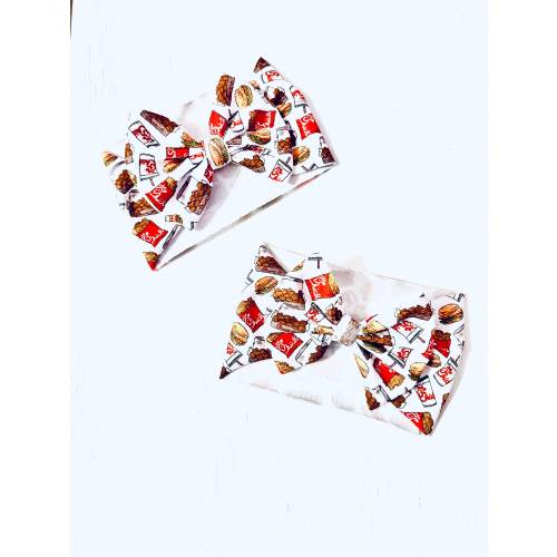 Chicken Food Bow: Nylon headband, Headwrap, Piggies or Clip Hair Bow