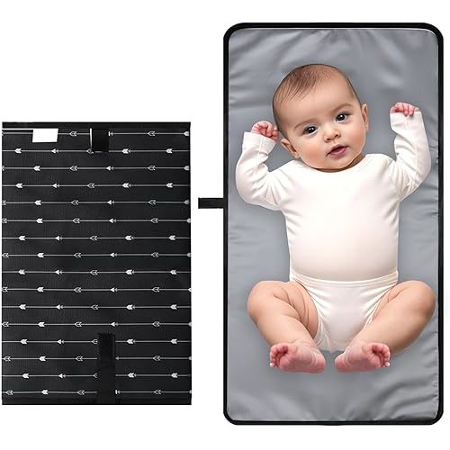 Baby Diaper Changing Pads, 1Pack Portable Changing Pad for Newborn Girl & Boy, Waterproof Travel Baby Changing Mat - Lightweight & Compact（Black small arrow）