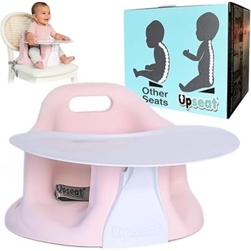 Upseat – The Original Ergonomic Baby Floor & Booster Seat with Tray, Developed with Physical Therapists for Upright Posture & Healthy Hip Development, 4–24 Months, Dishwasher-Safe Extra-Large Tray