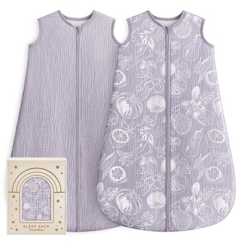 Yoofoss Baby Sleep Sack 6-12 Months Breathable 100% Organic Muslin Cotton Wearable Blanket Baby, Newborn Infant Sleeping Sack 2-Way Zipper Soft Lightweight