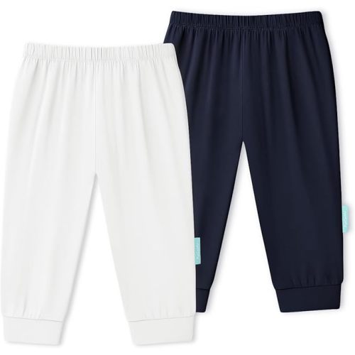 PurComfy Supersoft Baby Pants, 2-Pack Premium Bamboo Viscose Jogger Pants, Elastic Waist, Unisex 0-24 Months