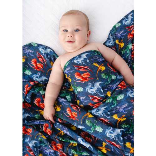 Bamboo Swaddle Blanket DRAGONS, Dragons Swaddle Blanket, Dragons Baby Blanket, Baby Boy Dragons Nursery, Bamboo Baby Blanket