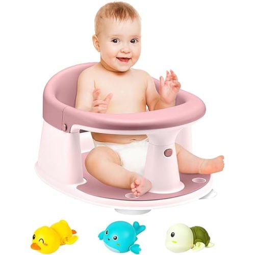 Baby Bath Seat, Infant/Toddler Sit Up Bathtub Seat for 6-12-24 Months, Baby Bath Essentials, Great Shower Gifts for Newborn and New Mothers
