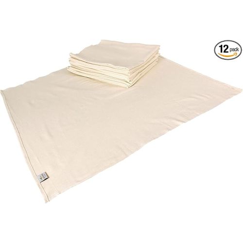 OsoCozy Unbleached Birdseye Flat Cloth Diapers (1 Dozen) - 27.5 x 30.5 Inches, One-Layer Flat Cloth Baby Nappies Made of Soft, Durable 100% Birdseye Weave Cotton