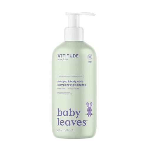 ATTITUDE Baby Shampoo, Body Wash & Soap 2-in-1, Sweet Apple, 16 Fl Oz