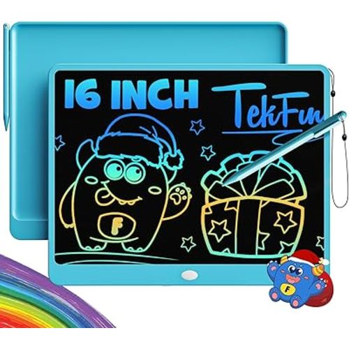 TEKFUN LCD Writing Tablet for Adults, Large Doodle Board, 16 Inch Colorful Drawing Tablet Writing Pad, Toddler Toys for 3 4 5 6 7 8 9 Year Old Girls Boys Teen, Birthday Gifts for Kids (Blue)