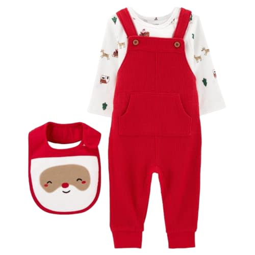 Carter's Christmas/Santa Themed 3 Piece Romper, T-shirt, Bib Set (as1, age, 0_month, 3_months)