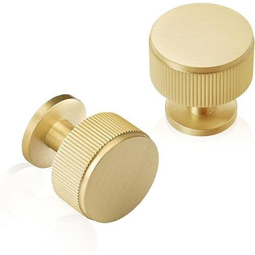 Solid Brass Cabinet Knobs - 10 Pack