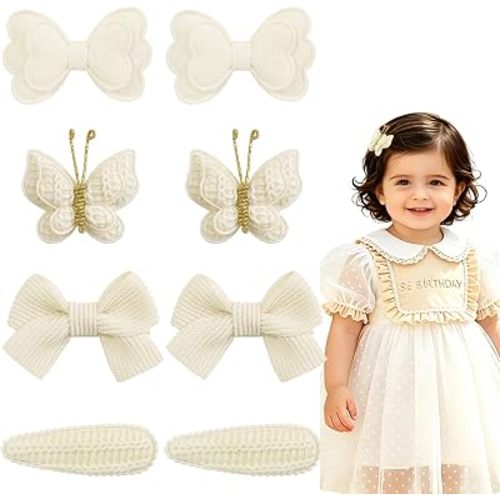 8 Pcs Baby Girl Hair Bow Clips Set, Hair Barrettes for Infant Toddlers