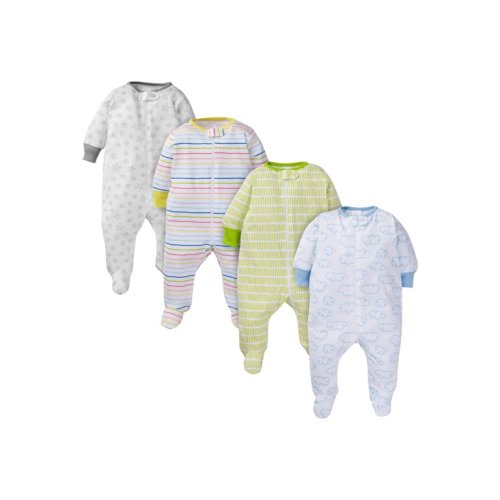 Onesies Brand Baby Boy or Girl Gender Neutral Sleep 'N Play Footed Pajamas, 4-Pack
