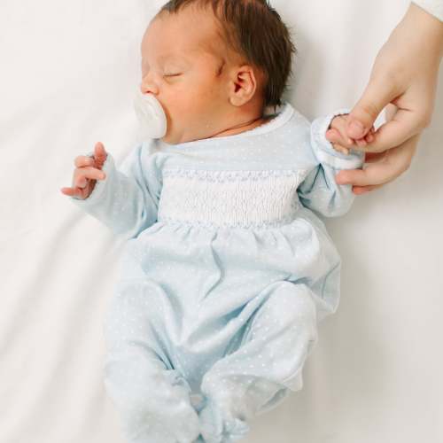 Simply Sweet Smocked Footie - Light Blue