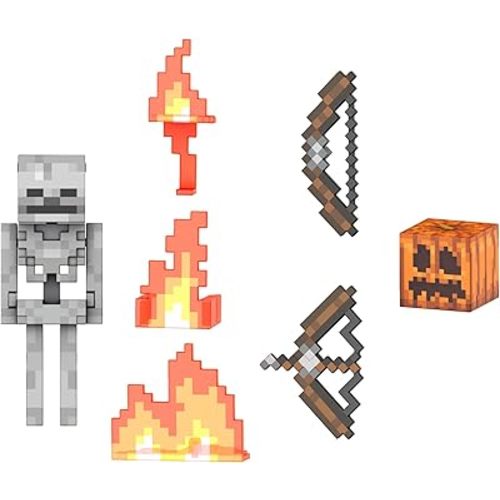 Mattel Minecraft Diamond Level Skeleton Action Figure with 6 Accessories, 5.5-in Collector Scale & Pixelated Design