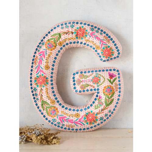 Velvet Initial Pillow - G – Natural Life