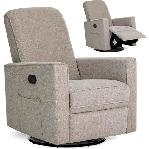 Evolur Raleigh Plus Nursery Glider Recliner, GREENGUARD Gold, Warm Sand