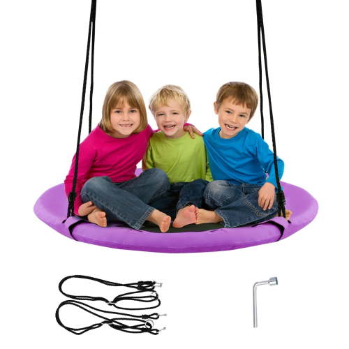 Goplus 40'' Flying Saucer Tree Swing Indoor Outdoor Play Set Swing for Kids Purple