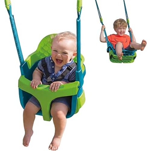TP Toys Baby Swing - Comfy Toddler Swing Seat, Kids Outdoor Toys, Quadpod Adjustable 4-in-1 Swings Chair, Secure, Safe Quick Click Locking System, Durable, Easy Installation, Ages 6 Months - 8 Years