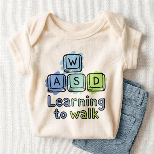 Learning To Walk Baby Onesie - Funny Gamer Bodysuit for Newborn