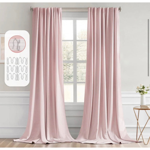 Latitude Run® Baby Pink Back Tab Blackout Curtains 96 Inch Long 2 Panels Set For Living Room Bedroom, Rod Pocket/Pinch Pleated Long Thermal Insulated Room Darkening Light Blocking Floor To Ceiling Drapes | Wayfair