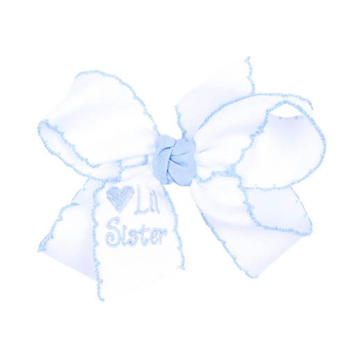 Lil Sister Embroidered Medium Knotted Bow