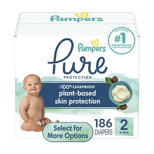 Pampers Pure Diapers Size 2, 186 Count (Select for More Options)