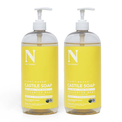 Dr. Natural Castile Liquid Soap, Bathroom Soap, Unscented, 32 oz, 2 pk