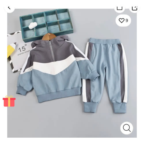 2 Piece Baby Toddler Color Block Zip-up Hoodie & Pants Set