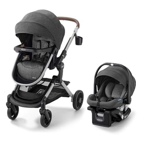 Graco Modes Nest Travel System, 3-in-1 Modular Carseat Stroller Combo, Includes the SnugRide DLX Infant Car Seat and Baby Stroller, Adjustable Slide2Me Car Seat Carrier to Toddler Stroller, Sullivan