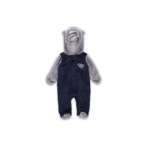 Newborn & Infant Navy/Gray Tennessee Titans Game Nap Teddy Fleece Bunting Full-Zip Sleeper