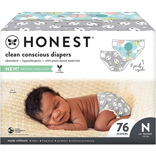 HONEST The Company, Club Box, Clean Conscious Diapers, Above It All + Pandas, Size Newborn, 76 Count (Packaging + Print May Vary) - 76 Count (Pack of 1)