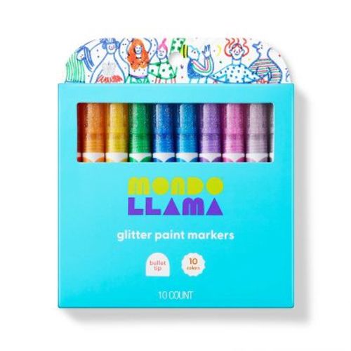 10ct Glitter Paint Markers Bullet Tip - Mondo Llama™