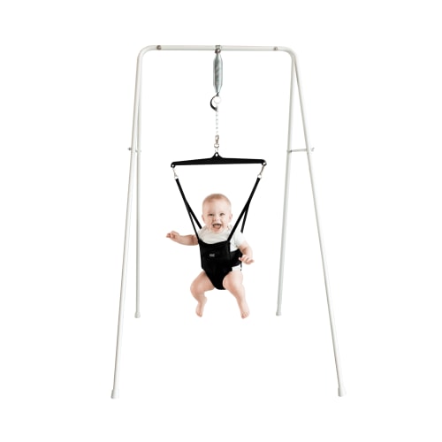 Jolly Jumper Classic with Portable Stand – Black Saddle | Made in Canada with Domestic and Imported Parts | Indoor & Outdoor Baby Exerciser | Foldable Frame, Spring Action, Posture Support - Walmart.ca