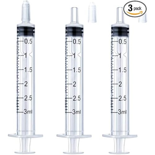 3ml Syringe for Liquid, Oral, Scientific Labs, Measurement, Dispensing, with Cap- 3 Pack 3ml Syringes