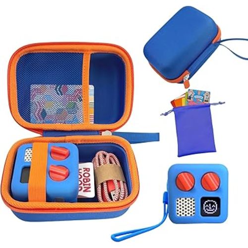 Hard Carrying Case and Silicone Cover for Yoto Mini, Protective Travel Carrier for Kids and Adventure Jacket with Card Pouch 3 in 1 Accessories Set for Yoto Mini Player, Blue